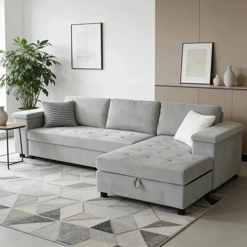 # Multi-Functional Modern Pull Out Corner Sofa Bed Living Room Furniture for with Storage and Table