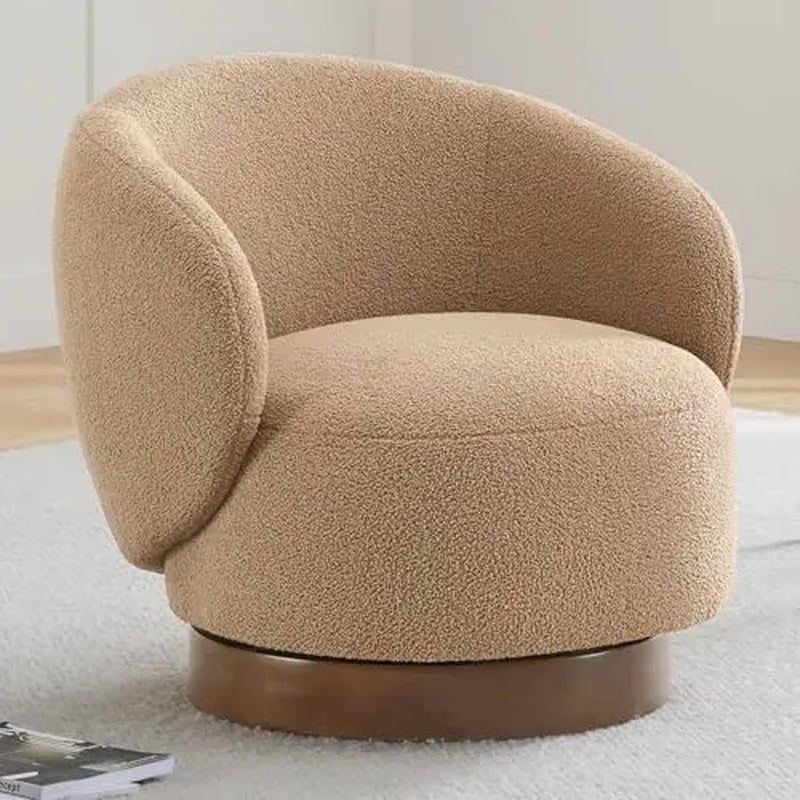 Modern Swivel Accent Chair Barrel Armchair Upholstered Performance Fabric Solid Wood Legs Modular Living Home Furniture
