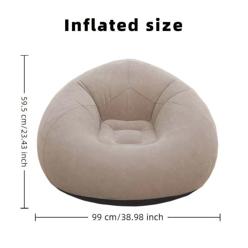 Portable Inflatable Lazy Chair Foldable Single Outdoor Garden Sofa Soft Fleece No Assembly for Indoor Outdoor Use