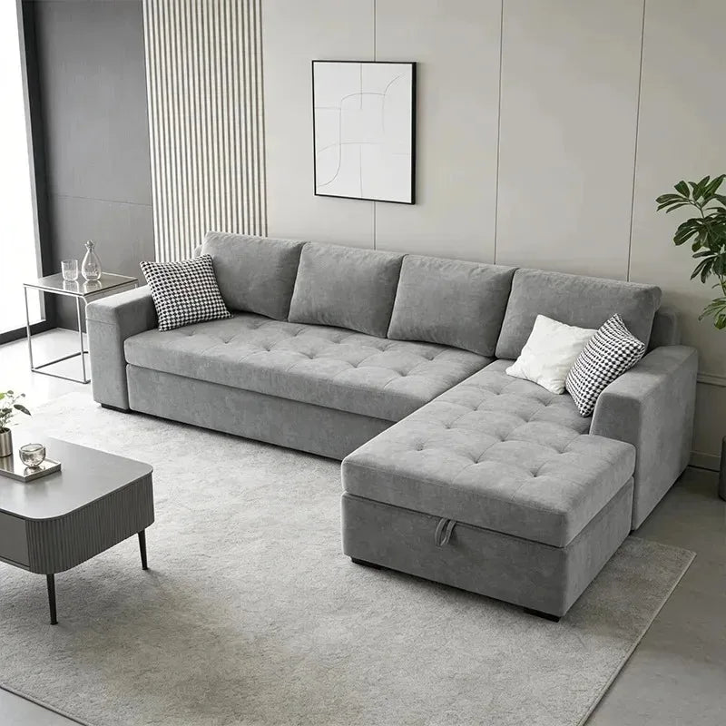 # Multi-Functional Modern Pull Out Corner Sofa Bed Living Room Furniture for with Storage and Table