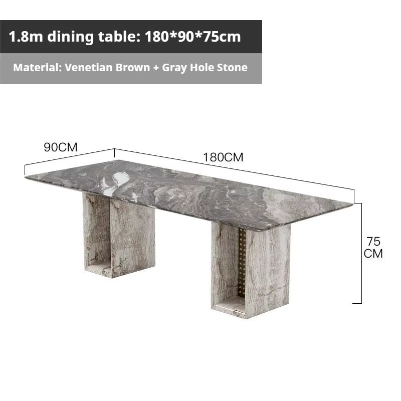 Any Size Custom Multi Optional Natural Luxury Stone Dining Table Thick Solid Stable Villa House High Grade Dining Furniture