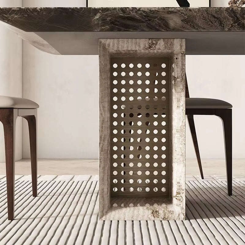 Any Size Custom Multi Optional Natural Luxury Stone Dining Table Thick Solid Stable Villa House High Grade Dining Furniture