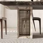 Any Size Custom Multi Optional Natural Luxury Stone Dining Table Thick Solid Stable Villa House High Grade Dining Furniture
