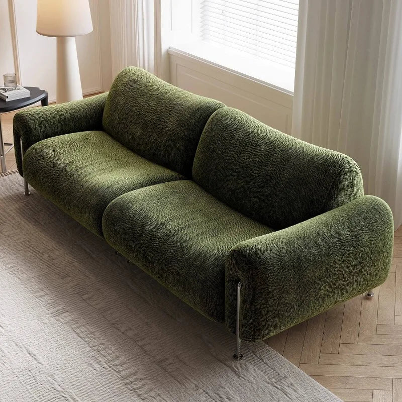 Italian Luxury Green Velvet L-Shaped Modular Sofa Bed Set Space Saving Corner Couch Villa Modern Living Room Furniture