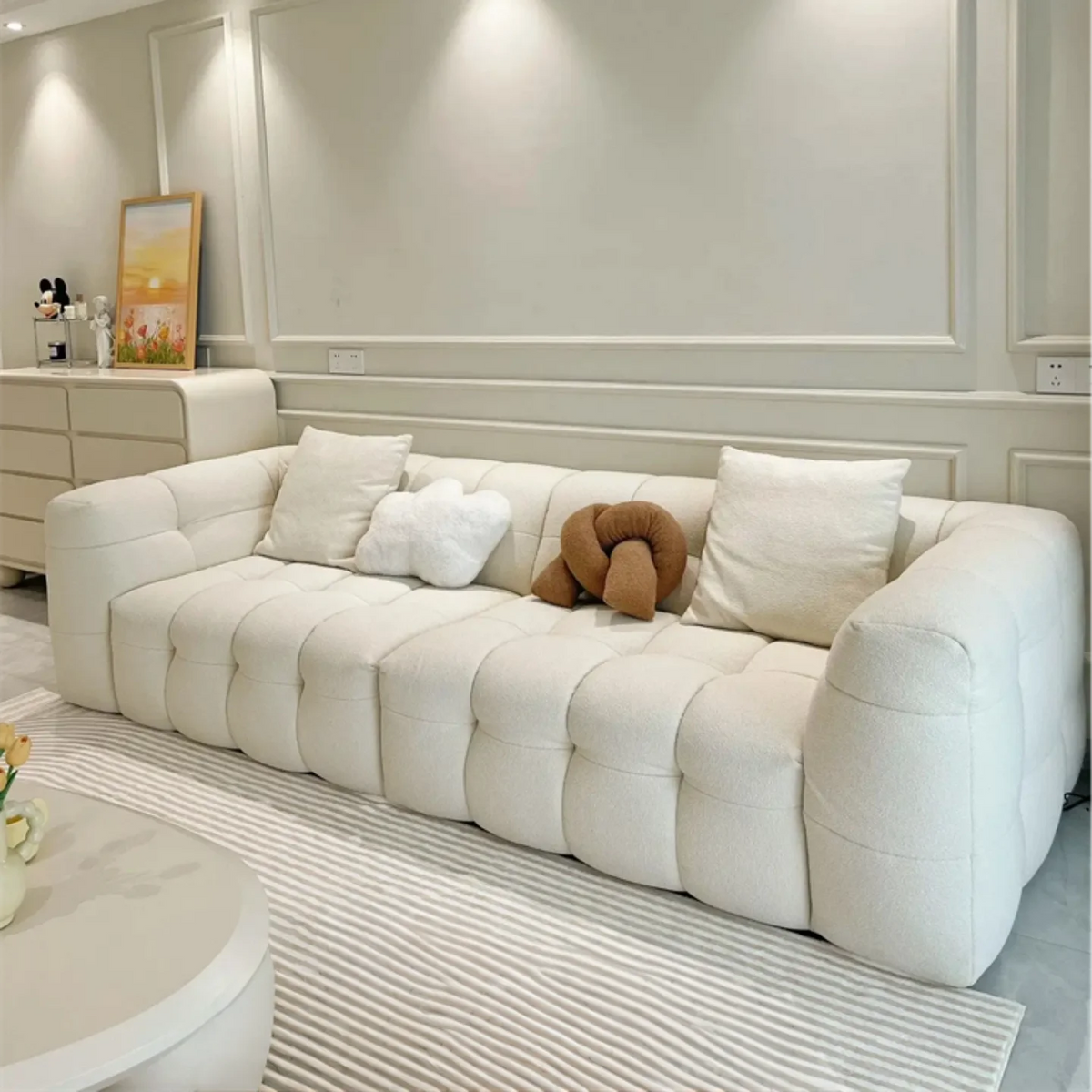 Transform Your Living Space with Our Customizable L-Shaped Velvet Sofa - Hand-Tufted Design and Integrated Sponge for Ultimate Comfort in Multiple Colors