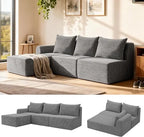 Elevate Your Space with Our Luxurious L-Shaped Sectional Sofa - Stylish 3-Seat Corduroy Couch with Chaise, Effortless Assembly for Living Room or Bedroom