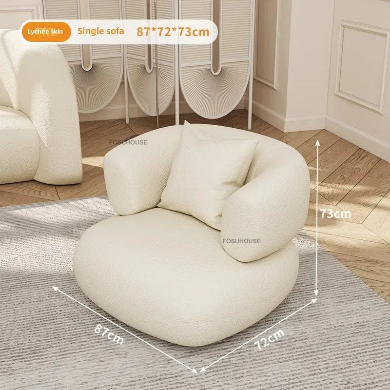 Luxurious Nordic Cream Lamb Velvet Sofa Bed - Modern Curved Design for Your Living Room and Bedroom
