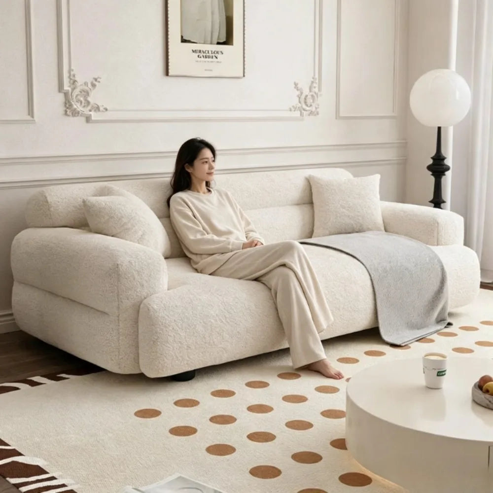 Elegant Minimalist Cream Velvet 2-Seater Sofa - Comfort Meets Style for Your Living Room