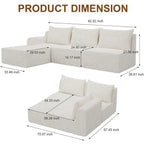 Elevate Your Space with Our Luxurious L-Shaped Sectional Sofa - Stylish 3-Seat Corduroy Couch with Chaise, Effortless Assembly for Living Room or Bedroom