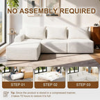 Elevate Your Space with Our Luxurious L-Shaped Sectional Sofa - Stylish 3-Seat Corduroy Couch with Chaise, Effortless Assembly for Living Room or Bedroom