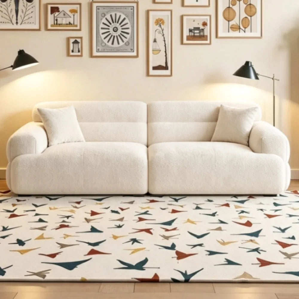 Elegant Minimalist Cream Velvet 2-Seater Sofa - Comfort Meets Style for Your Living Room