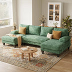 Stylish 112" U-Shaped Chenille Sectional Sofa with Double Chaise - Perfect for Modern Living Rooms in Dark Grey