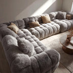 Transform Your Living Space with Our Modern L-Shaped Fluffy Sectional Sofa - The Ultimate Comfort for Your Home!