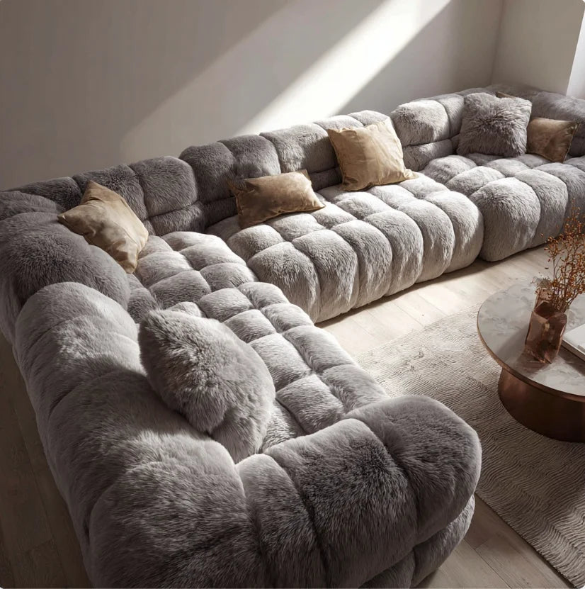Transform Your Living Space with Our Modern L-Shaped Fluffy Sectional Sofa - The Ultimate Comfort for Your Home!