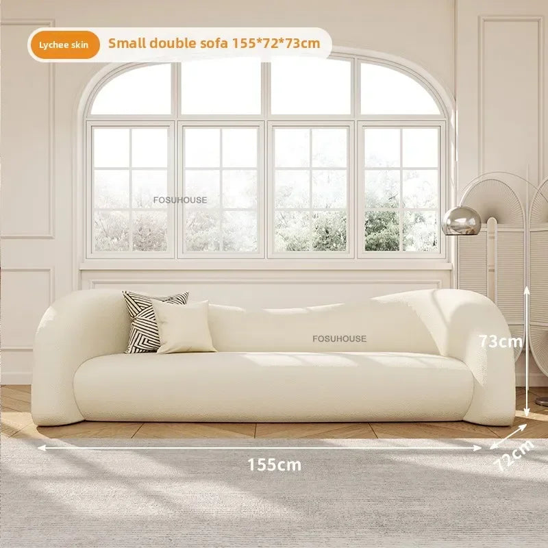Luxurious Nordic Cream Lamb Velvet Sofa Bed - Modern Curved Design for Your Living Room and Bedroom