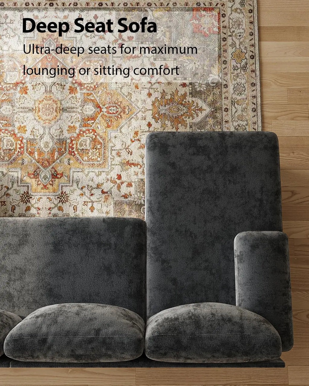 Stylish 112" U-Shaped Chenille Sectional Sofa with Double Chaise - Perfect for Modern Living Rooms in Dark Grey