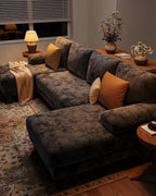 Stylish 112" U-Shaped Chenille Sectional Sofa with Double Chaise - Perfect for Modern Living Rooms in Dark Grey