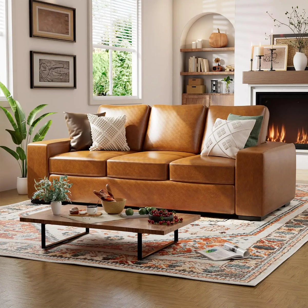 Elevate Your Living Space with the 85" Modern 3-Seater Sofa - Luxurious Natural Linen Deep Seat with Removable Cushions