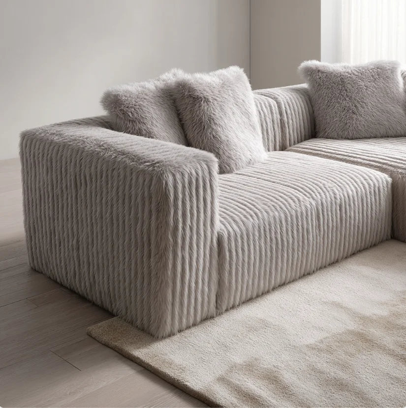 Transform Your Living Space with Our Modern L-Shaped Fluffy Sectional Sofa - The Ultimate Comfort for Your Home!