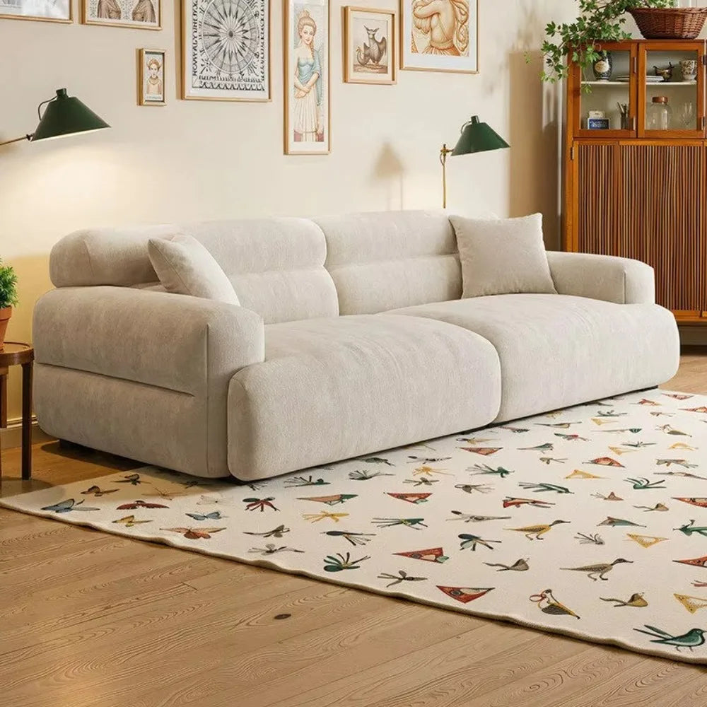 Elegant Minimalist Cream Velvet 2-Seater Sofa - Comfort Meets Style for Your Living Room