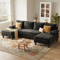 Stylish 112" U-Shaped Chenille Sectional Sofa with Double Chaise - Perfect for Modern Living Rooms in Dark Grey