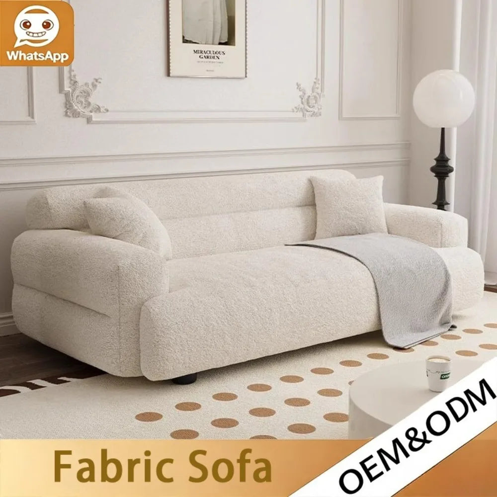 Elegant Minimalist Cream Velvet 2-Seater Sofa - Comfort Meets Style for Your Living Room