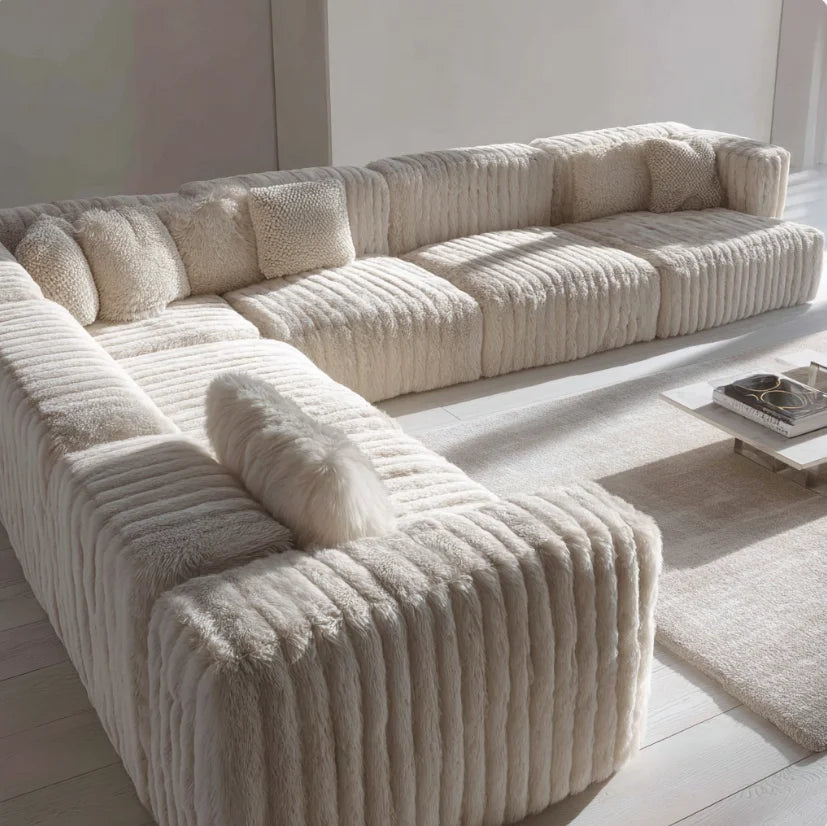 Transform Your Living Space with Our Modern L-Shaped Fluffy Sectional Sofa - The Ultimate Comfort for Your Home!