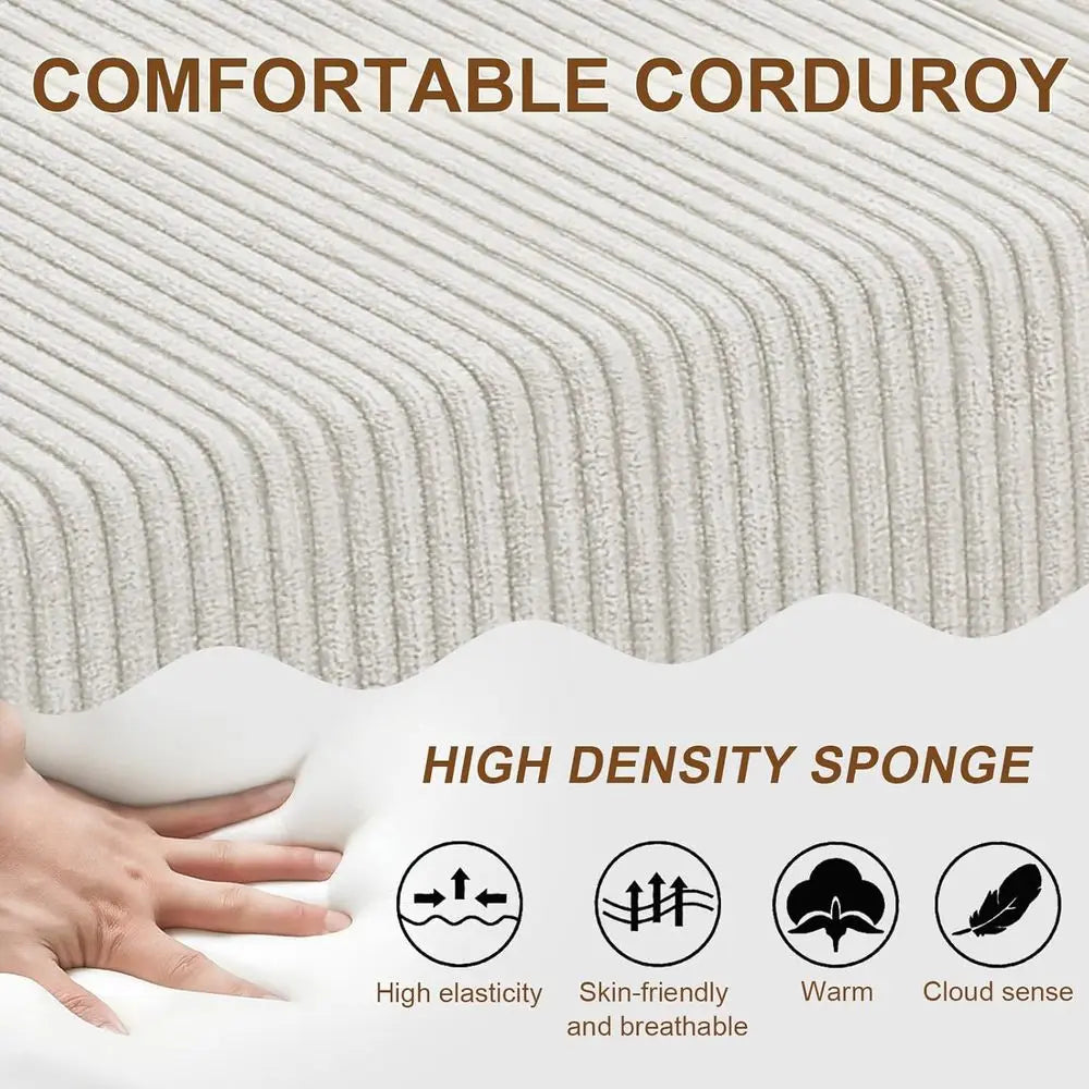 Elevate Your Space with Our Luxurious L-Shaped Sectional Sofa - Stylish 3-Seat Corduroy Couch with Chaise, Effortless Assembly for Living Room or Bedroom