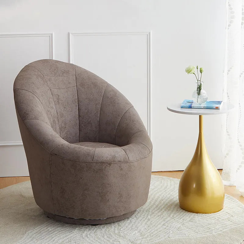 Nordic Modern Minimalist Swivel Leather Egg Accent Chair Balcony Bedroom