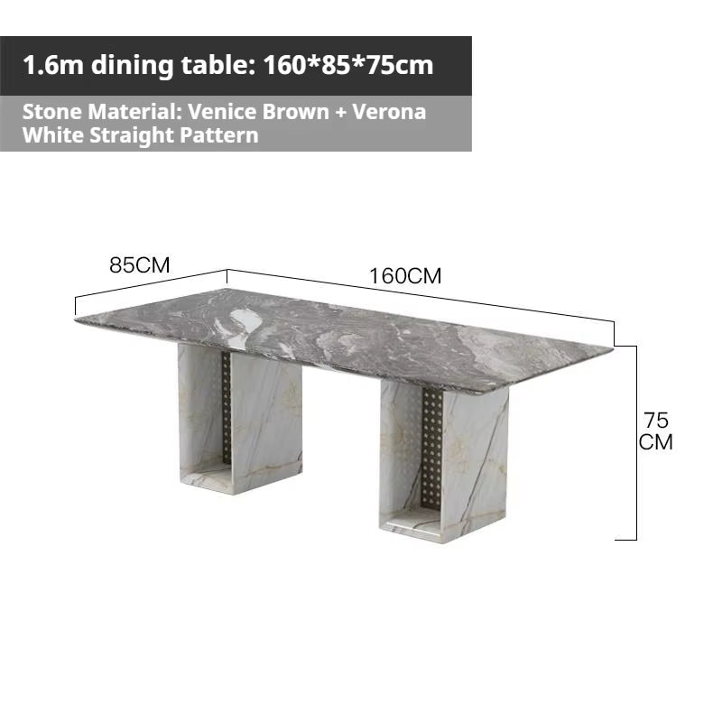 Any Size Custom Multi Optional Natural Luxury Stone Dining Table Thick Solid Stable Villa House High Grade Dining Furniture