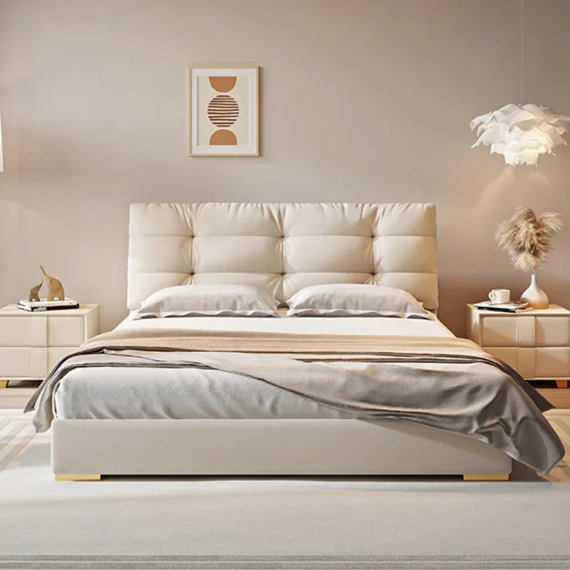 A Princess Modern House Double Bed Frame Simple Storage White Loft Bed Queen Size Camas De Dormitorio Bedroom Set Furniture