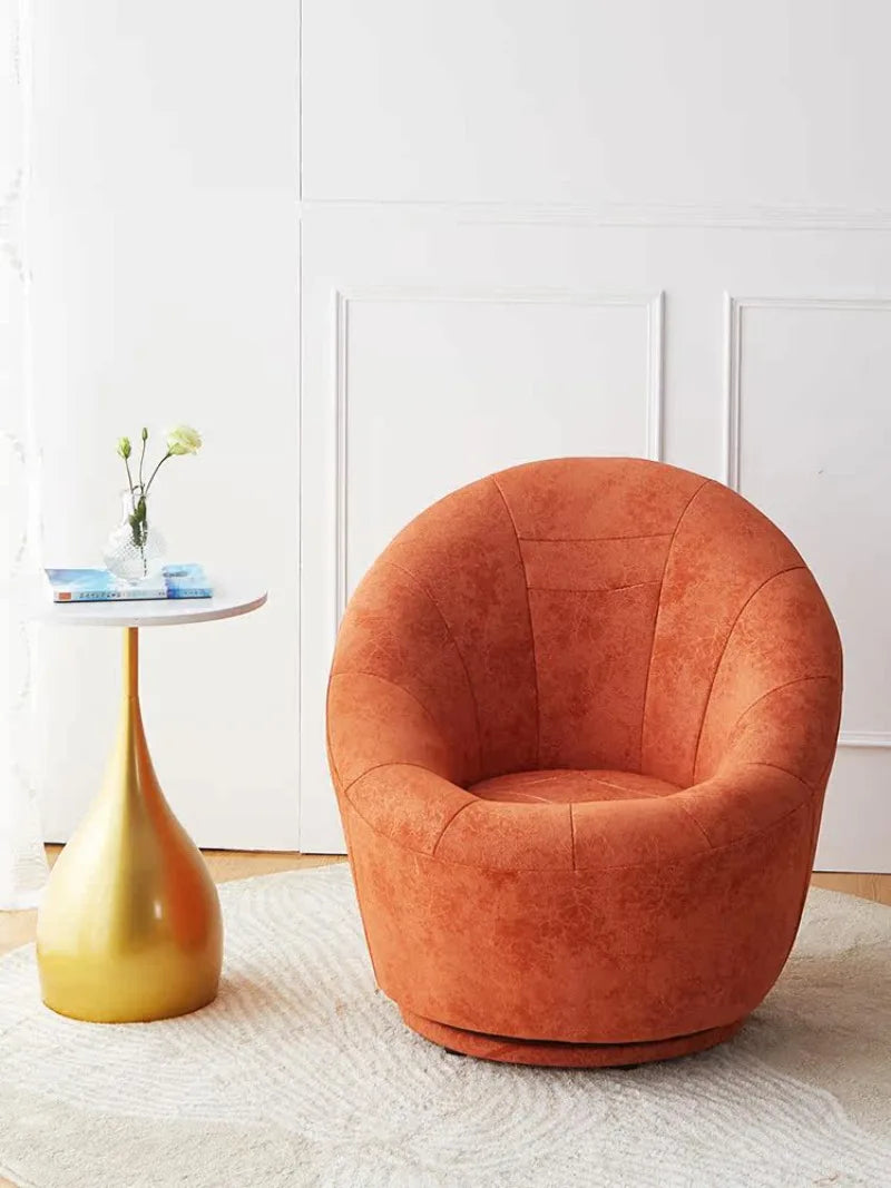 Nordic Modern Minimalist Swivel Leather Egg Accent Chair Balcony Bedroom