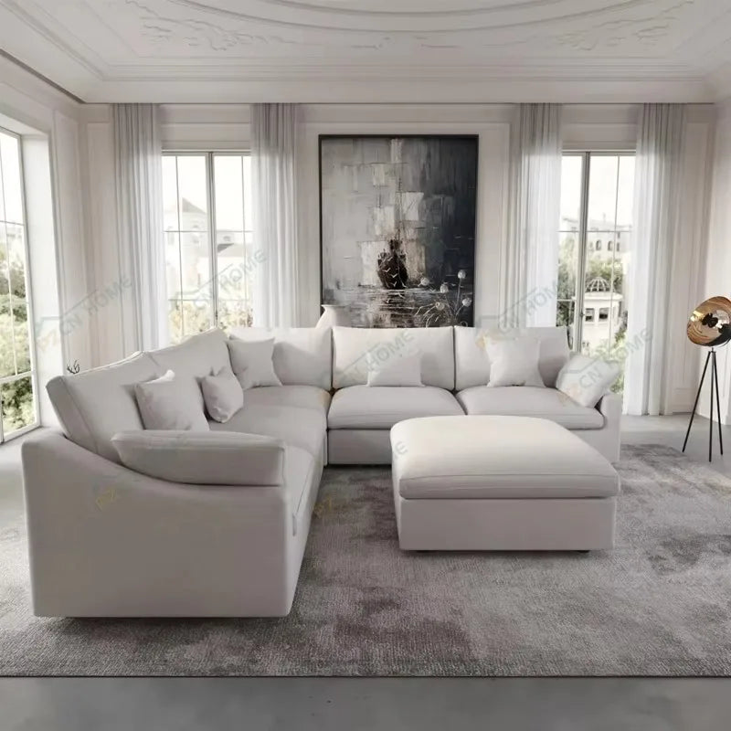 # Italian Very Soft Modular Sofa Set Furniture Living Room Couch Up-Holstered Living Room Cloud Sofa Sectional Sofa with Ottoman