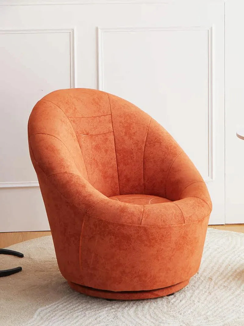 Nordic Modern Minimalist Swivel Leather Egg Accent Chair Balcony Bedroom