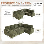 #Sectional Couch with Pull Out Sofa Bed,Corduroy Sleeper Sofa with Storage Ottoman & USB Charging,Comfy L Shaped Modular, Custom