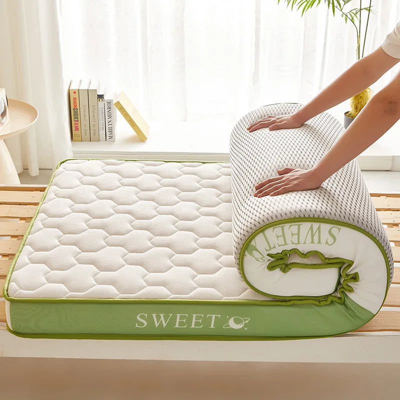 Natural Latex Thickened Memory Foam Mattress Foldable Tatami Soft Pad for Single or Double Bed in Home and Student Dorm