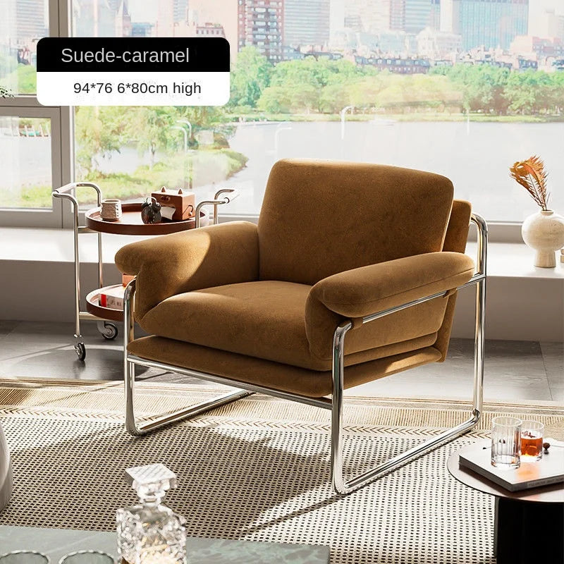 MOMO Bauhaus Antique Style Stainless Steel Designer Sofa Chair Living Room Home Balcony Leisure Recliner Negotiation Chair