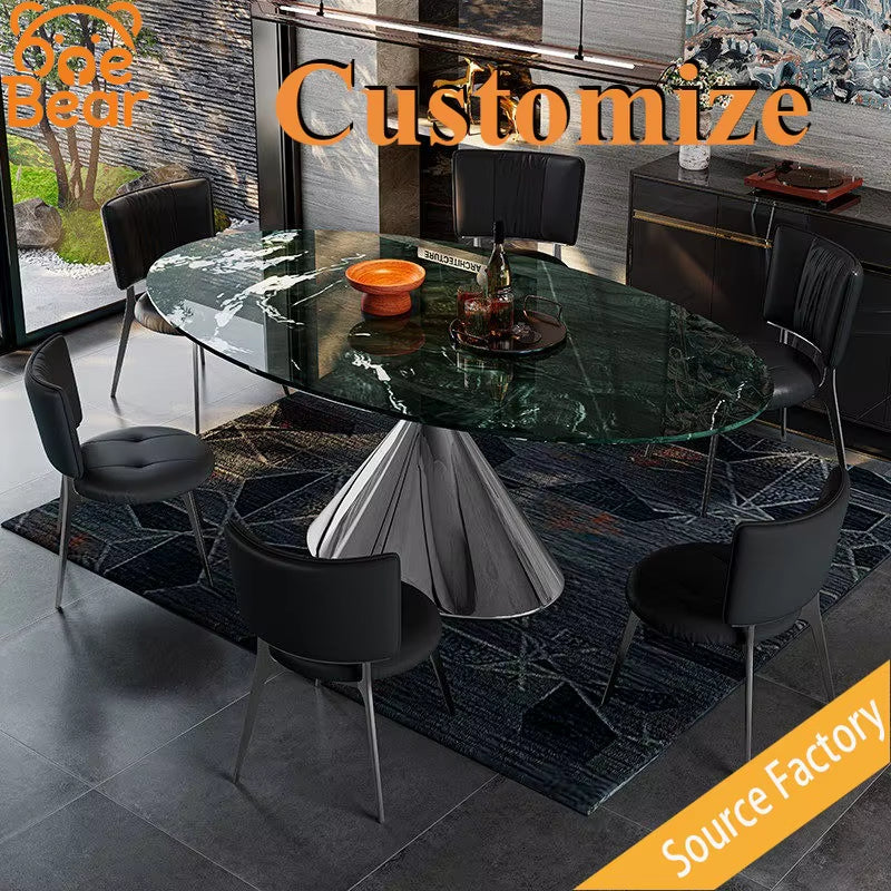 Nordic Style Marble Dining Table Smooth Polished Top Fashion Dinner Table for Modern Home Interior Design