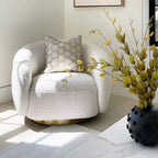 #Nordic Single Armchair, Sheepskin Rotating Living Room Lounge Chair, Color Options Available