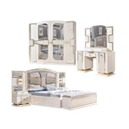 A Modern White Luxury King Size Leather Bedroom Bed Double Home Master Room Queen Wooden Full Mdf Bedroom Sets Furniture