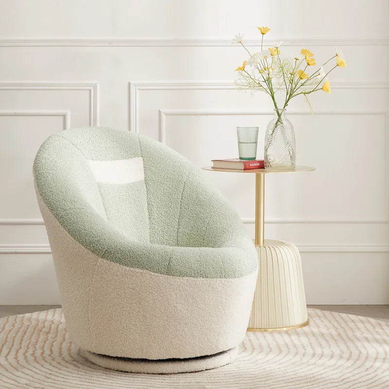 Nordic Modern Minimalist Swivel Leather Egg Accent Chair Balcony Bedroom
