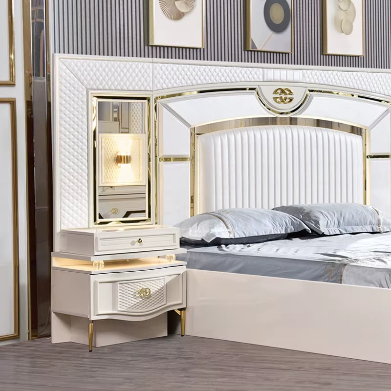 A Factory Price Luxury Bedroom Set Furniture King Size Bed Furniture with Led Light Bedroom Furniture Sets