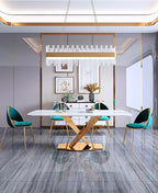 ^%Luxury Dinning Table Set 6 Seats Marble Dining Table and Chairs Dining Room Furniture Kitchen Dining Table