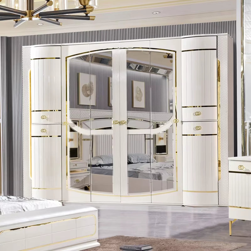 A Factory Price Luxury Bedroom Set Furniture King Size Bed Furniture with Led Light Bedroom Furniture Sets