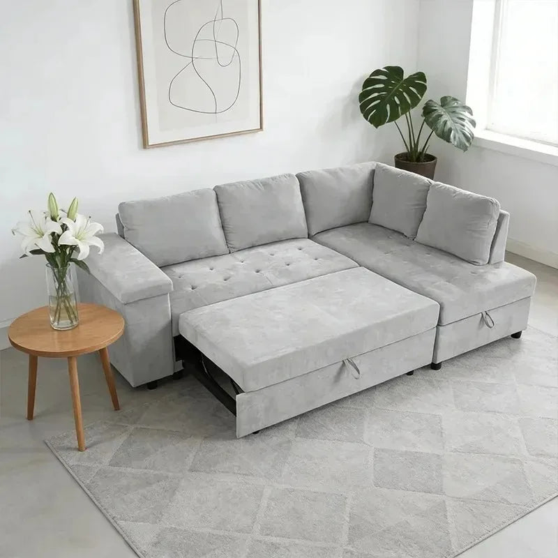# Multi-Functional Modern Pull Out Corner Sofa Bed Living Room Furniture for with Storage and Table