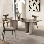 Any Size Custom Multi Optional Natural Luxury Stone Dining Table Thick Solid Stable Villa House High Grade Dining Furniture
