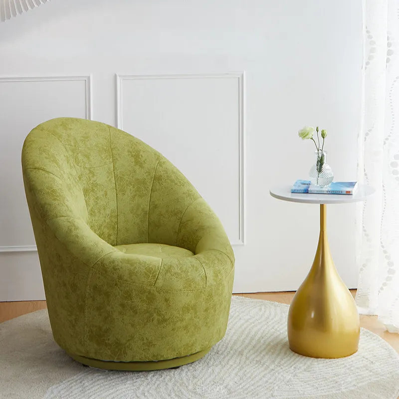Nordic Modern Minimalist Swivel Leather Egg Accent Chair Balcony Bedroom
