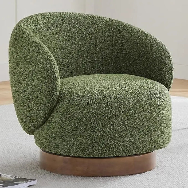 Modern Swivel Accent Chair Barrel Armchair Upholstered Performance Fabric Solid Wood Legs Modular Living Home Furniture