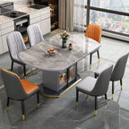 @#Light Luxury Modern Design Marble Top Wood Frame Square Circle Shape Exchange Dining Table BTDT002 for Home or Restaurant
