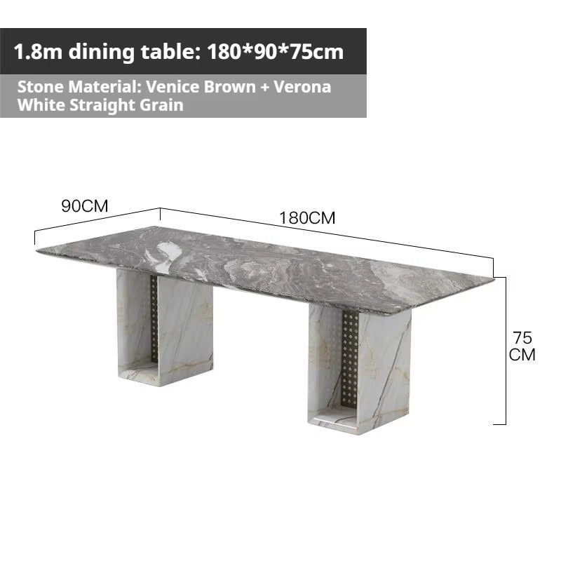 Any Size Custom Multi Optional Natural Luxury Stone Dining Table Thick Solid Stable Villa House High Grade Dining Furniture